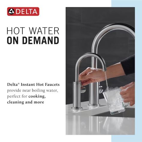 Delta Chrome Deck-mount Instant Hot Water Dispenser in the Water Dispensers department at Lowes.com Delta Kitchen Faucets, Delta Champagne Bronze, Delta Kitchen Faucet, Kitchen Shapes, Hot Water Tanks, Navigation Design, Hot Water Dispensers, Hot Water System, Delta Faucets