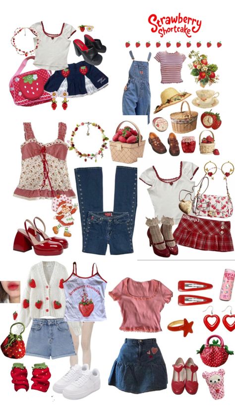 Strawberry Shortcake Halloween Costume, Strawberry Shortcake Outfits, Americana Outfits, Strawberry Outfit, Swaggy Outfits, Really Cute Outfits, Kawaii Clothes, Clothes And Accessories, Character Outfits