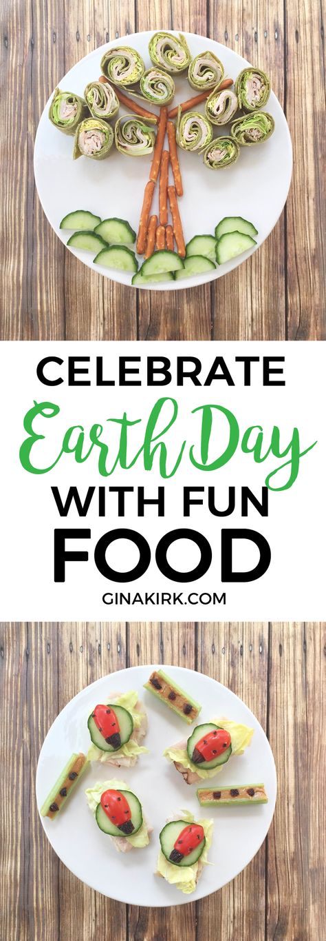 Celebrate Earth Day with fun food | Fun food ideas for kids | Spring food art fun | Earth Day celebration | GinaKirk.com Fun Food Ideas For Kids, Earth Day Celebration, Food Ideas For Kids, Healthy Food Art, Fun Food Ideas, Earth Food, Real Earth, Earth Week, Spring Food