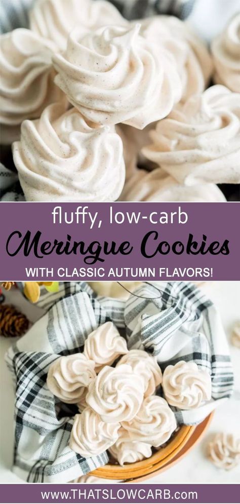 Meringues Recipe, Low Carb Holiday Recipes, Low Carb Holiday, Meringue Recipe, Carb Snacks, Meringue Cookies, Fall Flavors, Low Carbs, Low Carb Recipes Dessert