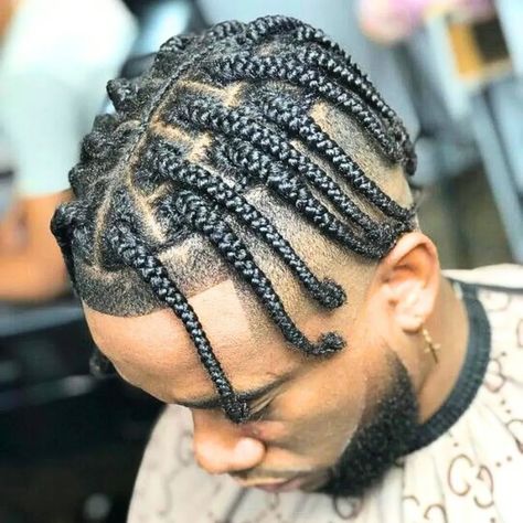 men plaits hairstyle Flat Top Braids Men, Men’s Box Braids With Fade, Boys Braids With Fade, Men’s Box Braids, Male Box Braids, Men Plaits, Single Braids For Men, Male Braids Hairstyles, Trendy Box Braids