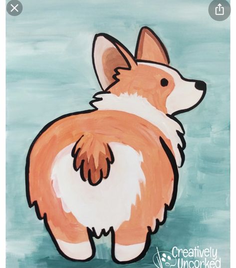 Corgi Painting, Things Paint, Corgi Art, Wood Slice Art, Paint Nite, Corgi Butts, Rock Painting Patterns, Painting Plastic, Easy Canvas Painting