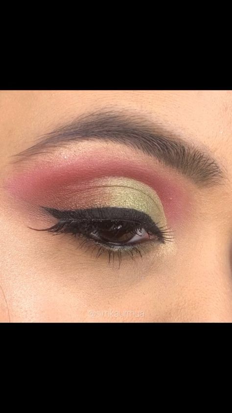 simkaurmua on Instagram: Soft eye glam with Pink and Green 💓💚 #softeyemakeup #makeup #eyemakeup #eyeliner #eyes #greeneyes #pinkeyeshadow #wingliner #softeyelook… Pink And Green Eyeshadow Looks Indian, Green Pink Eye Makeup, Pink Green Eye Makeup, Green Pink Eyeshadow, Green And Pink Makeup Looks, Green And Pink Eye Makeup, Makeup For Green Outfit, Pink And Green Makeup Looks, Pink And Green Eye Makeup