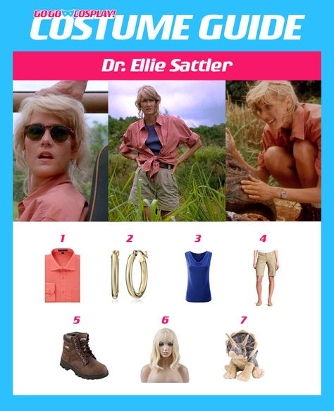 DIY Dr. Ellie Sattler Costume Guide for cosplay or halloween #cosplay #jurassicpark Dr Ellie Sattler Costume, Ellie Sattler Costume, Dr Ellie Sattler, Jurassic Park Costume, Jordan Birthday, Ellie Sattler, Themed Halloween Costumes, Costume Guide, Movie Outfits