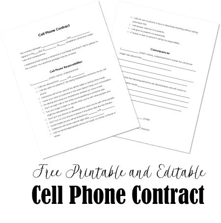 FREE Printable and Editable Cell Phone Contract for Kids Teen Phone Contract Free Printable, Cell Phone Contract For Kids, Phone Contract For Kids, Kids Cell Phone Contract, Teen Cell Phone Contract, Technology Contract, Cell Phone Etiquette, Phone Contract, Cell Phone Contract