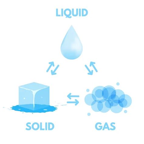 Solid Liquid Gas Pictures, Solid Liquid Gas Drawing, Solid Liquid Gas Science Project, Phase Changes Of Matter, Gas Drawing, Matter Anchor Chart, Liquid To Solid, State Of Matter, Solid Liquid Gas