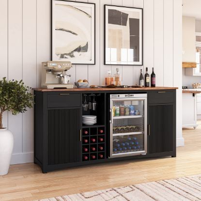 Show details for Gary Modern Black Bar Cabinet with Mini Fridge Space Bar Cabinet With Mini Fridge, Cabinet With Mini Fridge, Bar Cabinet With Fridge, Mini Fridge Bar, Living Room Bar Cabinet, Black Bar Cabinet, Bar In Living Room, Black Mini Fridge, Mini Fridge Cabinet