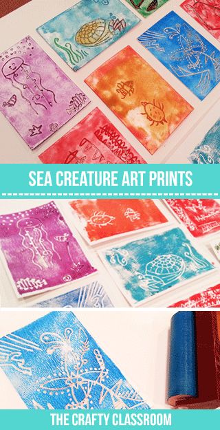 Ocean Elementary Art, Ocean Themed Art Projects, Sea Creature Art For Kids, Ocean Themed Art Projects For Kids, Polystyrene Printing, Under The Sea Art For Kids, Under The Sea Art Projects, Ocean Art For Kids, Ocean Art Projects For Kids