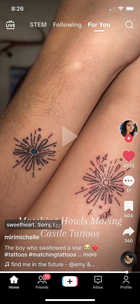 Howls Moving Castle Ring Tattoo, Howls Moving Castle Matching Tattoos, Tattoos Howls Moving Castle, Howls Moving Castle Tattoo Calcifer, Howls Moving Castle Tattoo Minimalist, Howls Moving Castle Crochet, Calcifer Tattoo, Howls Moving Castle Tattoo, Howl's Moving Castle Tattoo