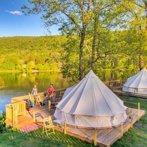 Pennsylvania Camping, Poconos Resort, Camping In Pennsylvania, Glamping Cabin, Yurt Tent, Lake Camping, Go Glamping, Luxury Glamping, Glamping Site