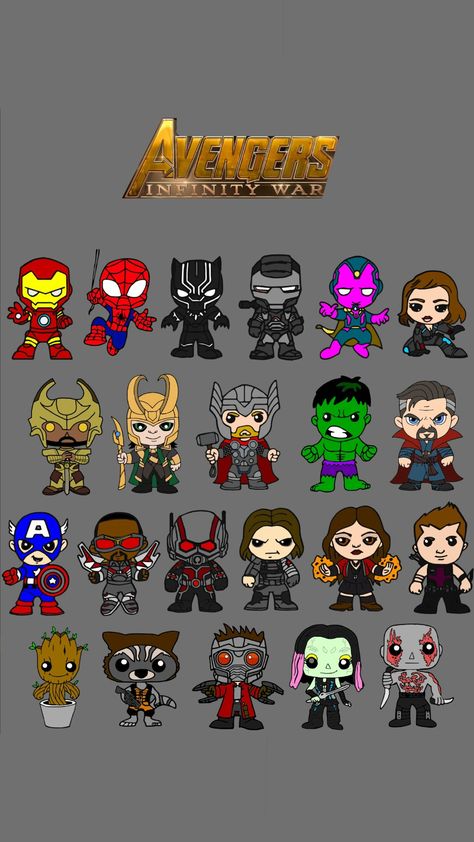 Minis figuras Mini Marvel Characters, Mini Marvel Drawings, Avengers Cartoon Characters, Avengers Cartoon Drawing, Avengers Cartoon Wallpaper, Cartoon Marvel Characters, Marvel Chibi Avengers, Kawaii Superheroes, Marvel Avengers Cartoon