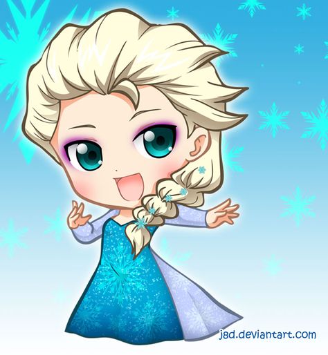 Elsa Chibi, Elsa Cartoon, Anna Disney, Disney Cuties, Kawaii Disney, Frozen Birthday Theme, Disney Elsa, Cute Disney Drawings, Drawings Of Friends