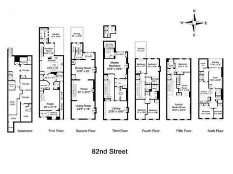 Brownstone Floor Plan, Victorian Town House Floor Plan, London Townhouse Floorplan, New York Townhouse Floor Plan, Victorian Row House Floor Plan, Brownstone Apartment, Brooklyn Townhouse Floorplan, Nyc Brownstone, Cottage House Exterior