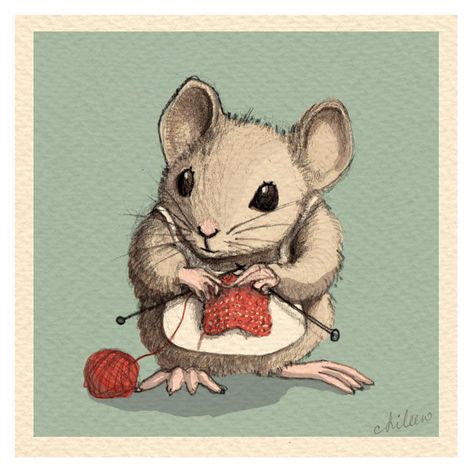 From the fabulous artist, Aileen Leijten. 2013. mouse knitting art Maus Illustration, Yarn Humor, Knitting Art, Knitting Quotes, Mouse Illustration, Knitting Humor, Ball Of Yarn, Knit Art, Knitted Wit