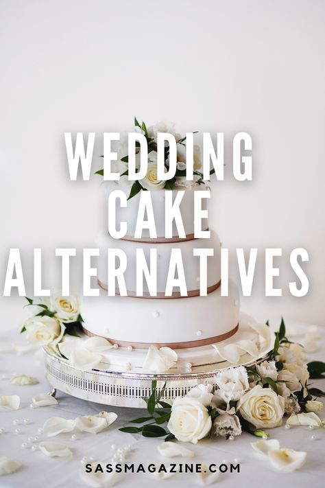 Tired of seeing the same wedding cakes over and over? These are some beautiful wedding cake trends out there. Try adding a little flare to your dessert table on your big day with these unique wedding cakes and fun treats! Whether you want something a little different or are ready to skip the cake altogether, you’ll find some ideas that your guests will love! Unique Wedding Cake Table Ideas, Instead Of A Wedding Cake, Alternative To Wedding Cake, Unique Wedding Cake Ideas, Vow Renewal Cake, Wedding Cake Trends, Jordan Wedding, Reception Cake, Unique Wedding Cake