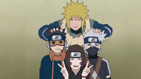 #wattpad #fanfiction The war didn't go as planned Things have gotten from bad, to worse, faster than they could realize. Team seven and their sensei decided to go back in time to change the future in which all of their closest friends have been killed by Madara and Obito Uchiha. Traveling back to the time before the fo... Team Minato, Rin Nohara, Photo Naruto, Kakashi And Obito, Naruto Minato, Naruto Teams, Naruto Images, Manga Naruto, Kakashi Sensei