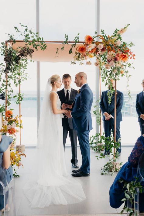 A beautiful chuppah - wild flowers Chuppah Wedding Flowers, Arbor Arrangement Wedding, Unique Chuppah Ideas, Fall Chuppah Ideas, Chuppah Flowers Wedding, Flower Chuppah Wedding, Huppah Wedding Outdoor, Huppah Wedding Fall, Boho Chuppah