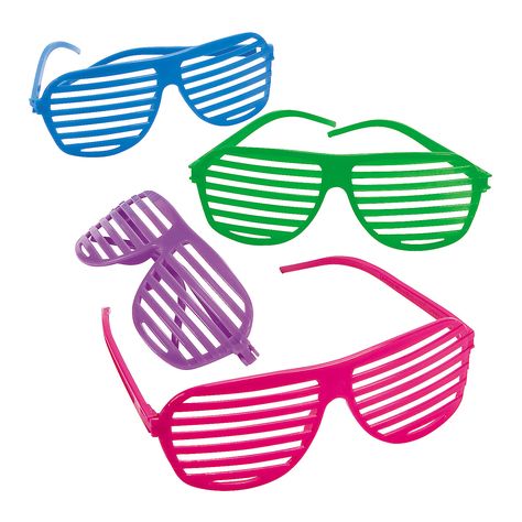 Shutter+Glasses+-+OrientalTrading.com 80's Decorations, Shutter Sunglasses, Popstar Party, Tacky Tourist, Shutter Glasses, Rockstar Party, Shutter Shades, Plastic Shutters, Novelty Glasses