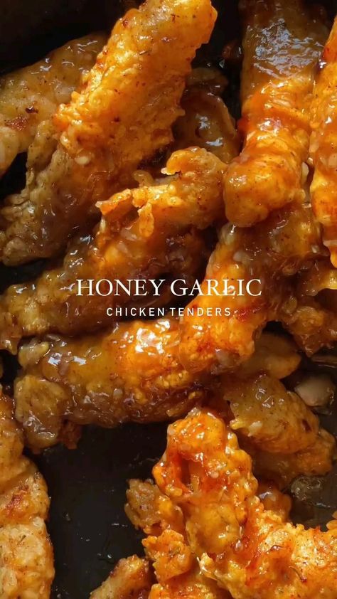 Honey Garlic Chicken Tenders, Garlic Chicken Tenders, Chicken Tenders Recipe, Ladybug Movie, Makanan Diet, Chicken Strips, Honey Garlic Chicken, Delicious Snacks Recipes, Fair Food Recipes