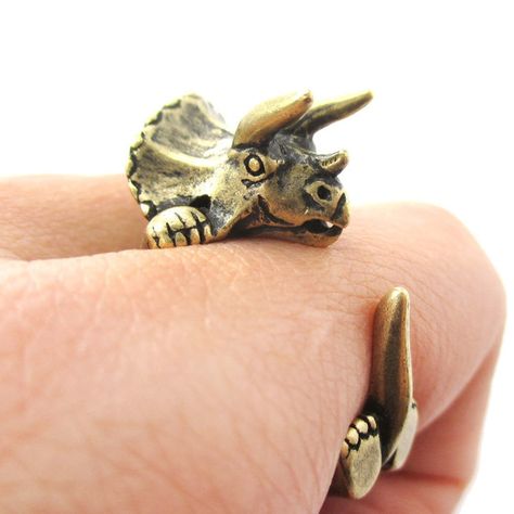 Triceratops Dinosaur Prehistoric Animal Wrap Around Hug Ring in Brass $14.99 #triceratops #dinosaurs #animals #jewelry #rings Dino Ring, White Toy Poodle, Animal Wrap Rings, Dinosaur Triceratops, Hug Ring, Animal Hugs, Animal Ring, Dog Ring, Junk Mail