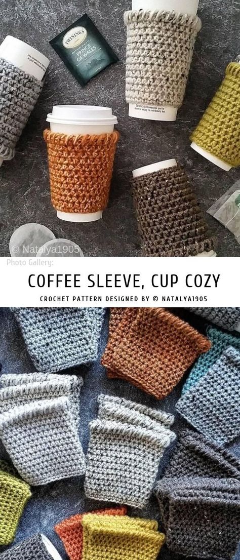 Coffee Cosies Crochet, Crochet Yeti Cup Cozy Pattern, Crochet Coozie Coffee, Crochet 32 Oz Cup Cozy, Mug Cozy Knit Pattern, Diy Mug Cozy, Knit Coffee Sleeve, Crochet Travel Mug Cozy, Crochet Coffee Sleeve With Handle