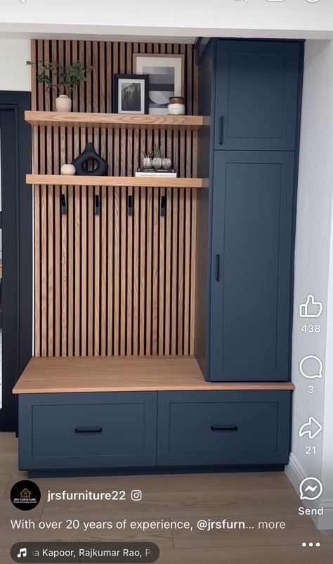 Blue Mudroom Cabinets, Scandi Hallway, Electric Colors, Small Mudroom Ideas, Ikea Interior, Hall Cupboard, Mudroom Decor, Home Hall Design, Mud Room Storage