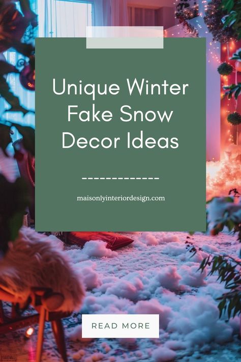 Get ready to transform your home into a winter wonderland with these unique fake snow decoration ideas! From easy DIY projects to creative displays, this guide has everything you need to make your space feel cozy and festive. Discover how to create illusionary snow effects, use faux snow products, and decorate your tree or mantle for the holidays. Embrace the spirit of winter with these tips that suit any budget and make your indoor setting as magical as a snowy day outside. Perfect for holiday parties or quiet winter nights at home. Diy Indoor Winter Wonderland, Diy Snow Decor, Winter Wonderland Office Decorations Diy, Snow Blanket Decoration Ideas, Faux Snow Decorating Ideas, Fake Snow For Christmas Village, Fake Snow Decorations Indoor, Fake Snow Diy, Winter Wonderland Outdoor Decorations