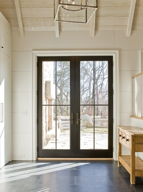 Shop Talk: New Store Mood Boards - Studio McGee Renovation Facade, Farmhouse Patio, French Doors Exterior, Black Front Doors, Farmhouse Front Door, French Doors Patio, Entrance Design, French Doors Interior, Black Doors