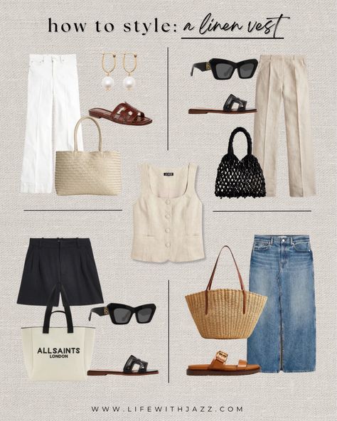 Shop Scoopneck linen-blend vest and other curated products on LTK, the easiest way to shop everything from your favorite creators. Black Tailored Shorts, Linen Pants Black, Beige Linen Pants, White Wide Leg Jeans, Wide Leg Pants Outfit, Sandals Chunky, Linen Wide Leg Pants, Linen Vest, Jeans Beige