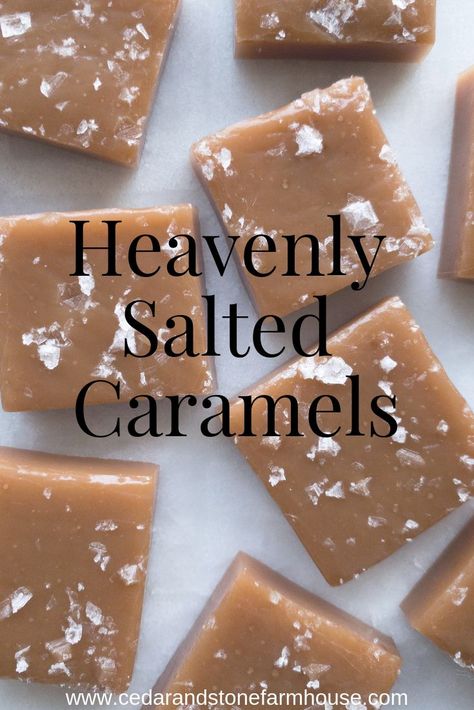 Heavenly Salted Caramels - With a little time and effort, you can transform this short list of ingredients into heavenly salted caramels to share with your friends and family (or not, we won’t judge). #dessert #caramel #saltedcaramel Caramel Candies Recipe, Salted Caramel Candy, Salted Caramels, Stone Farmhouse, Caramel Fudge, Candy Recipes Homemade, Caramel Candy, At Family, Caramel Recipes