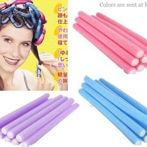 10pcs Random Colors Soft Foam Bendy Twist Curls Tool DIY Sponge Styling Hair Rollers Foam Curlers, Foam Rollers Hair, Curling Rods, Hair Curlers Rollers, Twist Curls, Heatless Hair Curlers, Flexi Rods, No Heat Hairstyles, Spiral Curls