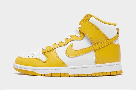 All Jordans, Yellow Nikes, Dunk High, Nike Dunk High, Nike Sb Dunks, Color Theme, Nike Sports, Nike Cortez Sneaker, Nike Dunk