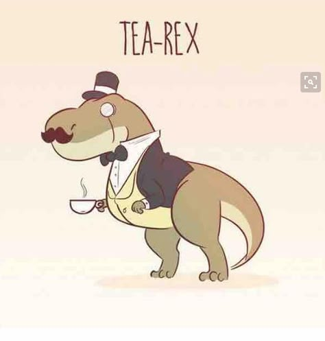 Tea Rex, Visual Puns, Dinosaur Funny, Funny Doodles, Cute Little Drawings, Cute Animal Drawings, Kraken, Doodle Drawings, Cute Doodles