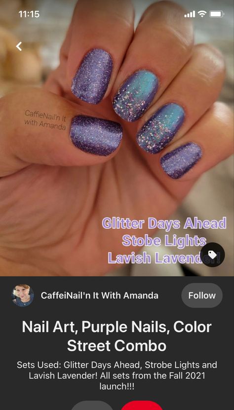 Strobe Lights Color Street, Color Street High Tide, Color Street Strobe Lights, Gel Manicure And Pedicure Ideas, Gel Manicure And Pedicure, Manicure And Pedicure Ideas, Color Street Nails Combos, Mixed Mani Ideas, Color Street Mixed Mani