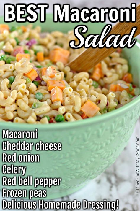 Macaroni Salad Dressing Recipe, The Best Macaroni Salad, Cheese Peas, Homemade Macaroni Salad, Gentle Nutrition, Restaurant Salad, Creamy Salad, Easy Macaroni Salad, Bbq Appetizers