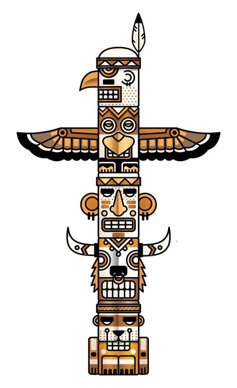 Totem Pole Ideas, Totem Pole Drawing, Totem Pole Tattoo, Totem Tiki, Arte Haida, Totem Pole Art, Totem Tattoo, Native American Totem, Wolf Totem