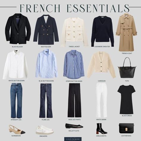 French Wardrobe Essentials, Parisian Wardrobe, French Capsule Wardrobe, Parisian Outfits, Capsule Wardrobe Casual, Capsule Wardrobe Women, French Wardrobe, Classic Capsule Wardrobe, Capsule Wardrobe Outfits