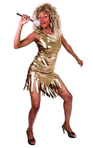 Rock queen fancy dress gold 80's party halloween Best Halloween Costumes & Dresses USA Prom Night Outfit, Tina Turner Costume, 1980s Fancy Dress, Star Fancy Dress, Rockstar Costume, Diva Party, Dc Costumes, 80s Party Outfits, 80s Outfits