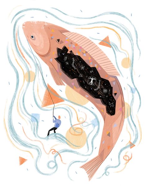 Salmon Illustration, Salmon Of Knowledge, Salmon Tattoo, Loch Ness Monster, Conceptual Illustration, Ladybird Books, Magazine Illustration, Illustrators On Instagram, Editorial Illustration