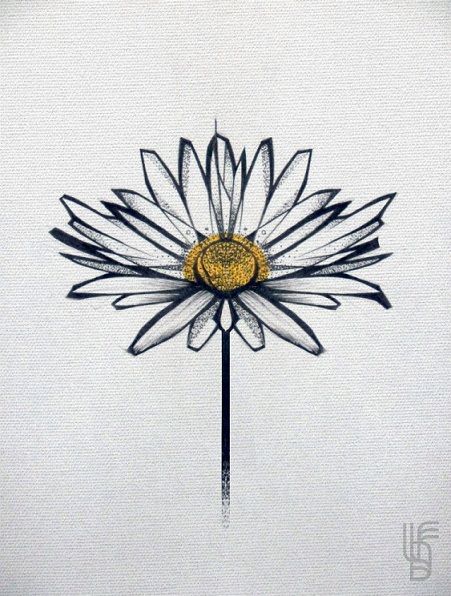 Daisy Sketch Tattoo, Abstract Daisy Tattoo, Daisy Sketch, Tattoos 2022, Year Tattoo, Daisy Flower Tattoos, Mum Tattoo, Necklace Drawing, Design Tattoos