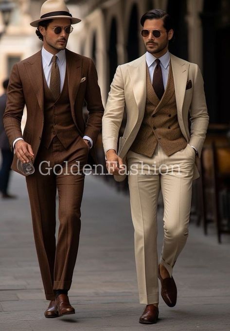 This is a Classy 3 Piece Suit by  GoldenFashionStore /crafted from high quality fabric and imported materials. Our products are handcrafted by experienced tailors who make sure the that the stitching is precise, lining is proper and the overall product is sturdy enough to not go out of shape for more than a few years. Also all our products have extra margins in their length, sleeves, sides so it's easily alterable if your size changes after some time. To see more available colours and designs in Men Suit For Wedding Groom, Groom Suit For Wedding, 4 Piece Suit Men, 3 Piece Suit For Groom, Wedding Brown Suits Men, Wedding Dress Suits For Men, New Wedding Dresses For Men, Textured Wedding Suit, Mens Fall Suits Wedding Guest