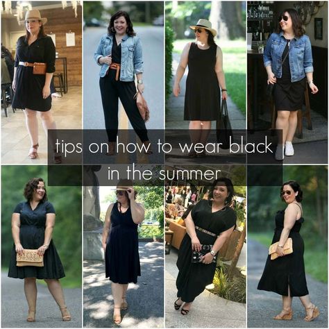 Wearing Black In Summer, How To Wear Black In Summer, Wardrobe Oxygen, Plus Size Workwear, Shirred Dress, Trendy Swimwear, Black Women Fashion, Wardrobe Basics, Mens Fashion Summer