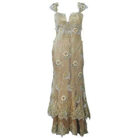 Preowned Barraci Gold & Yellow Silk Lace Embellished Corset Gown Size... ($4,895) ❤ liked on Polyvore featuring dresses, yellow, lace up corset, gold dress, yellow dress, gold lace dress and brown dress Styling Lookbook, Evening Gowns Gold, Gold Lace Dress, Visenya Targaryen, Yellow Corset, Embellished Corset, Gold Lace Dresses, Dresses Yellow, Yellow Lace Dresses