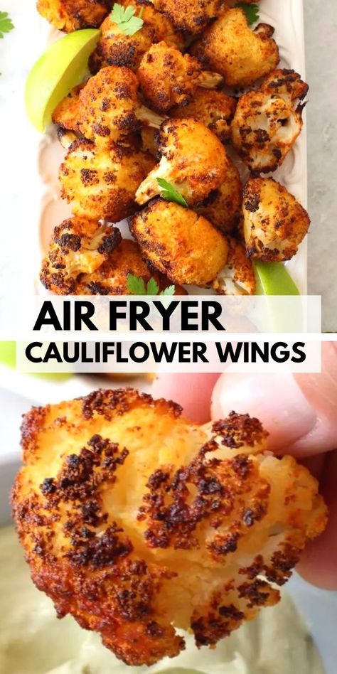 Air Fryer Cauliflower Wings, Vegan Aioli, Air Fryer Cauliflower, Vegan Fried Chicken, Yum Sauce, Parmesan Recipe, Yum Yum Sauce, Cauliflower Wings, Air Fryer Oven Recipes