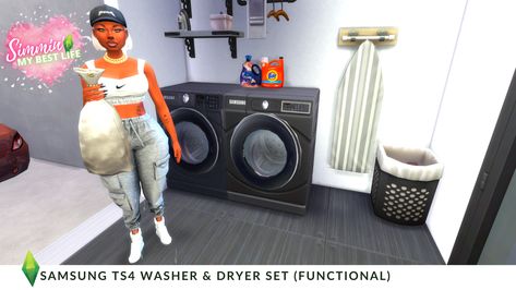 Sims 4 Cc Functional Washing Machine, Functional Washer And Dryer Sims 4 Cc, Sims 4 Cc Washing Machine And Dryer, Sims 4 Washer And Dryer Cc Functional, Sims 4 Cc Washer And Dryer Functional, Samsung Washing Machine, My Best Life, Washing Machine And Dryer, Dryer Machine