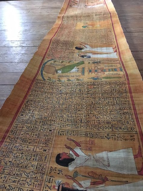 Book of the Dead Recreation on real papyrus from Egypt. It is over 14 feet long and about 12 inches wide. This Book of the Dead is a recreation of the complete Papyrus Hunefer. The Book of the Dead was part of a tradition of funerary texts which consisting of a number of magic spells intended to The Lazarus Effect, The Hitcher, Ancient Egyptian Hieroglyphics, Book Of The Dead, Truth And Justice, 1000 Years, Egyptian Hieroglyphics, Dead Space, Phineas And Ferb