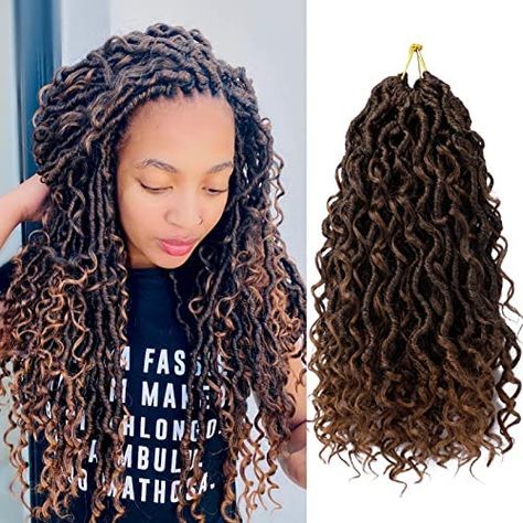 Crotchet Locs Black Women, Curly Faux Locs Crochet, Curly Faux Locs, Crochet Hair Extensions, Boho Locs, Protective Hairstyle, Goddess Locs, Synthetic Hair Extensions, Beautiful Curly Hair