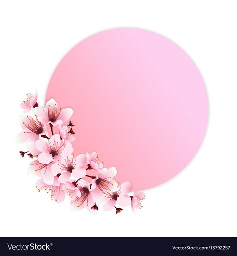 Pink flower decoration Royalty Free Vector Image Cherry Blossom Logo, Cherry Blossom Images, Flower Topper, Circle Flower, Floral Logo Design, Pink Circle, Flower Graphic Design, Pink Cherry Blossom, Logo Pink