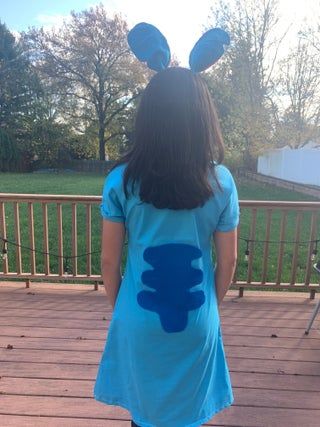 Stitch Ears Template, Lilo And Stitch Diy Costume, Angel Stitch Costume, Angel Lilo And Stitch Costume, Stitch Costume Ideas, Stitch Disney Costume, Stitch Diy Costume, Blue Costume Diy, Diy Lilo And Stitch Costume