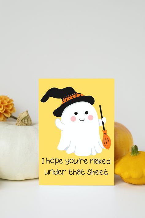 Dirty Halloween Card Printable / Funny Birthday Card for Him / Ghost Halloween Card / Anniversary Card Boyfriend / Instant Download PDF Cute Halloween Cards For Boyfriend, Halloween Puns For Boyfriend, Halloween Cards For Boyfriend, Card Boyfriend, Birthday Card For Him, Halloween Cards Handmade, Boo Basket, Cards For Boyfriend, Halloween Greetings